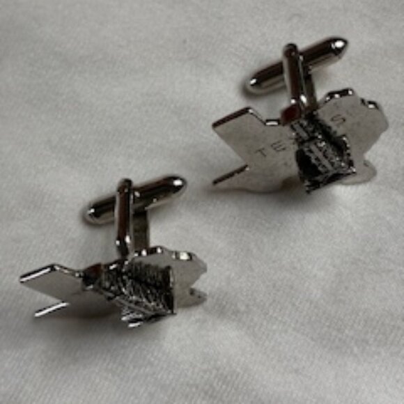 Silver Cufflinks in the shape of the state of Texas, OS - Picture 2 of 7